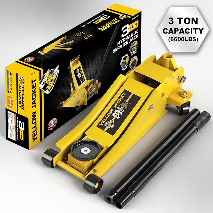 3 Ton Hydraulic Floor Jack Dual Pump for Quickly Car Lift, Low Profile Service Jack, 6600 lb Capacity