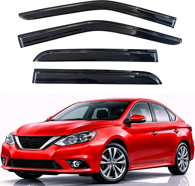 KPY Rain Guards Fit for 2013-2019 Nissan Sentra, Out-Channel Window Visors Vent Wind Deflectors 4PC, Car Accessories for 13-19 Sentra