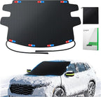 Upgrade Windshield Cover for Ice & Snow [Fast Install & Removal] 600D Oxford Fabric Against Magnetic Fit Snow, Ice, Frost, Winter Accessories - Fit for Sedan,Small to Mid-Size SUVs - (69' x48'')