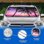 Car Windshield Sun Shade, Universal Fit Compact Sedan SUV, Vacation Style | 59 x 27.5" Car Sun Visor, Foldable Front Window Sunshade, UV Heat Blocker