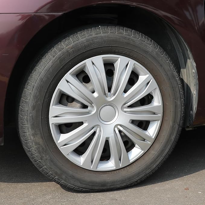 4-Pack 13 Inches Wheel Rim Cover Hubcaps,Redesign Fashion Style Replacement Hubcaps,Car Truck SUV Hub Accessories, Silver