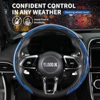 Universal Steering Wheel Cover,Carbon Fiber,3pcs Set(blue) | Clip-On Segmented Fit;Carbon Fiber Look;Fits Most 14-16 in Round or D-Shaped Wheels;Easy Wipe Clean;Non Slip;4 Colors
