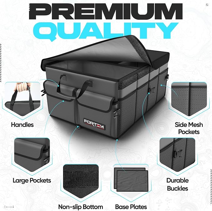 Trunk Organizer For SUV Car Trunk Organizer, Foldable Storage, Car Accessories for Women Men, Collapsible Bag, 600D Oxford, Non Slip Bottom, Straps, Soft Cover (50L)