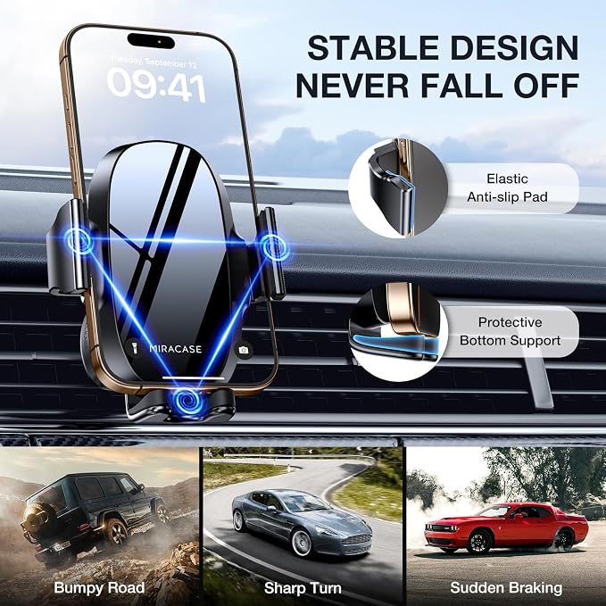 Upgraded-2nd Generation Universal Phone Holders for Your Car, Hands Free Air Vent Car Phone Holder Mount Compatible with iPhone 16/15/14/13/12/11 Series and All Phones