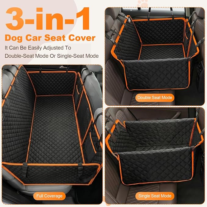 PartsBling Convertible Dog Seat Cover for Back Seat | Hard Bottom Back Seat Extender for Dogs, Passenger-Friendly, Waterproof, Scratch Resistant, Dog Hammock for Car and SUV