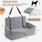 Dog Car Seat for Large Medium Sized Dogs Under 55 lbs, Dog Booster Seat for 2 Small Dogs with Detachable Washable Cover, Memory Foam Pet Car Seat with 2 Safety Belts and Storage Pockets