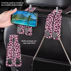 Car Seat Headrest Hooks for Purses and Bags Abstract Pink Leopard 1 Pack Bag Purse Holder for Car with Double Metal Hooks Car Purse Hanger Hanging Accessories