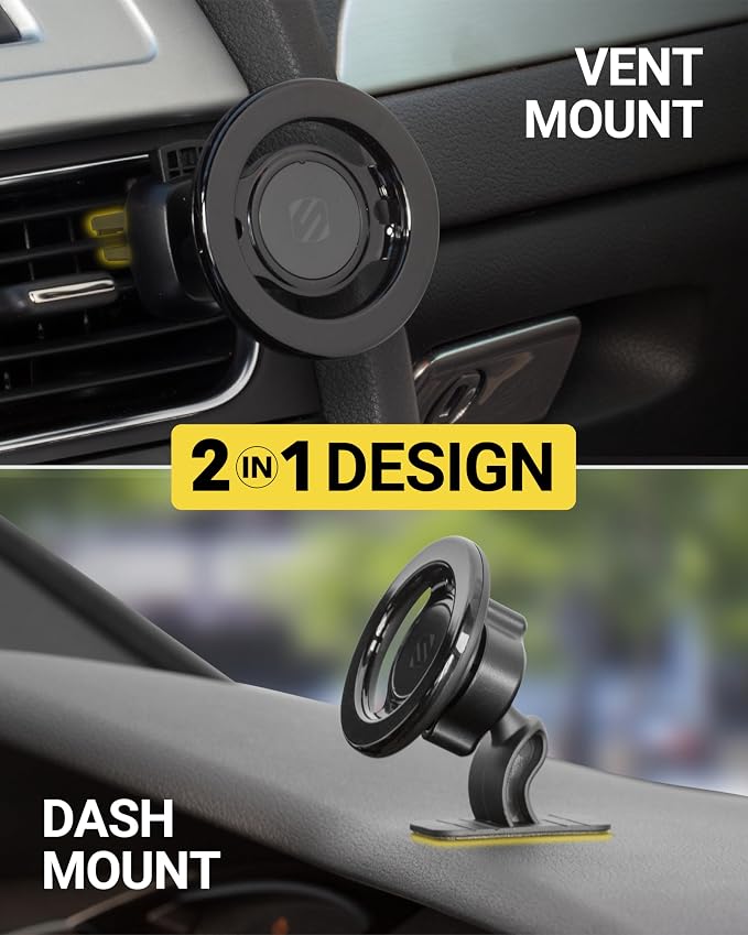 MagicMount SMSDV MagSafe Dashboard/Vent Car Mount, Magnetic Cell Phone Holder, Phone Stand for Dash/Vent Compatible with iPhone 16/15/14/13/12/Pro/Max/Plus/Mini/MagSafe Case, Pack of 2