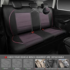 Piping PU Leather Car Seat Cover Full Set,Inside Zipper Design and Reserved Opening Holes，Airbag Compatible,Universal FIT for Car, SUVs,Van,Trucks（Full Set, Black & Pink）