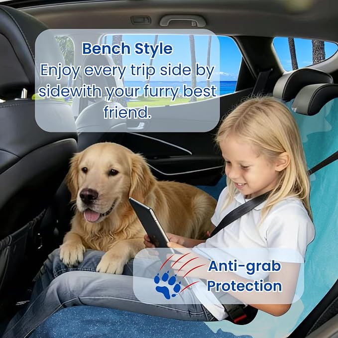 Waterproof Back Seat Cover for Dogs and Kids, Car Seat Protector Under Baby Car Seat, Child and Dog Car Seat Cover Blanket for Rear Bench(Mountains, Rear Bench Seat Towel)