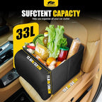 Car Seat Organizer & Lumbar Support - 33L Collapsible Front & Back Seat Organizer with Removable Back Support Pillow, Car Storage for SUV Auto Truck Van
