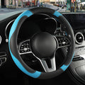 Black Blue Breathable Microfiber Leather Steering Wheel Cover | Breathable Anti Slip Grip Cool Sporty Look Glow for Women Men