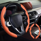 2pcs Car Steering Wheel Cover,Anti-Skid Carbon Fiber Steering Wheel Protector for Men Women,Multiple Color Options,Universal for Most Car Interiors Accessories (Orange)