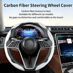 3Pcs Carbon Fiber Steering Wheel Cover Universal Fit 99% Cars | Non-slip soft grip, easy to wipe clean, quick to install, perfect for daily commutes and road trips, White
