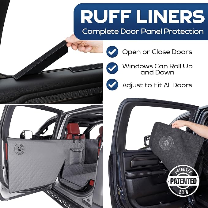 XL Floor Cover with Door Protection, Gray – As Seen on Shark Tank – Fits Full‑Size Crew Cab Trucks with Fold‑Up Seats, Waterproof & Machine Washable – Sturdy XL Dog Hammock for Truck