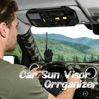 Tactical Car Sun Visor Organizer, Auto Semi-Rigid Molle Panel with Zipper Storage Pouch & Glasses Holder for Police Gear & Overland Accessories, Universal Fit for Trucks, SUVs, Jeeps & Patrols, Black