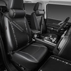 14 PCS Bling Diamond Car Accessories Set for Women, Leather Seat Covers Front Seats Sparkly Rhinestone 15'' Steering Wheel Covers Shining Diamond Car Floor Mats Cute Interior Sets, Silver
