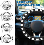 Car Steering Wheel Cover, 14.5"-15" Inch Universal Anti-Slip DurableSteering Wheel Protective Cover, Breathable Auto Interior Decoration Accessories for Sedan SUV Truck (Black White Checkered)