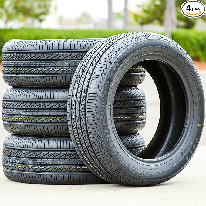 Set of 4 (FOUR) Eco Plush All-Season Passenger Car Touring Radial Tires-195/65R15 195/65/15 195/65-15 91H Load Range SL 4-Ply BSW Black Side Wall UTQG 400AA