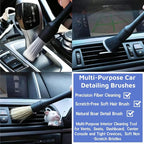 9 Pcs Car Detailing Brushes Kit, Car Interior Cleaning Supplies with Cleaning Gel | car detailing brushes, cleaning gel & microfiber cleaning cloth, Safe for leather, vents, dash. Ideal for truck, auto, RV