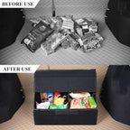car organizers and storage for SUV,trunk organizer for sedan, leather foldable sleek box with lid,collapsible cargo bins, tool accessories containers,Collapsible Suede velvet (18 inch Covered)