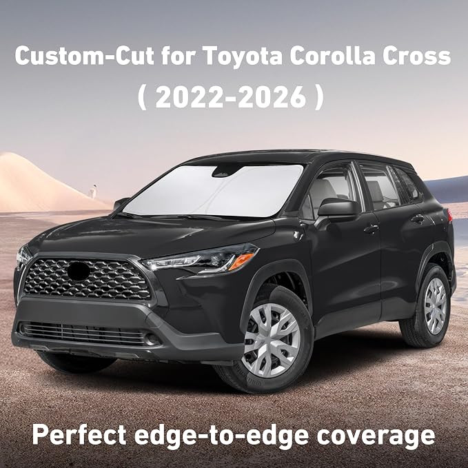 Windshield Sunshade Compatible for Toyota Corolla Cross 2022-2024 2025 2026, Sun Visor for Front Windshield & Window Sun Shade Cover, UV Heat Blocker & Protector, Car Accessories