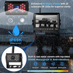 VTimes Wireless Backup Camera for Trucks, RV Backup Camera with 7" HD Monitor, 4 Channels Split Screen, BSD Alert, 984ft Signal Range, IP69K Waterproof IR Night Vision Wide Angle, DIY Guide Lines