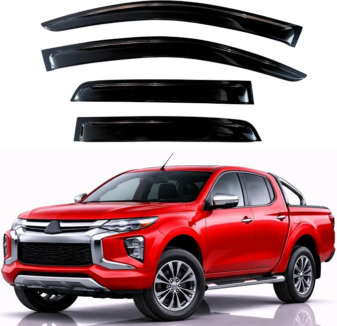 KPY Rain Guards Fit for 2015-2023 Mitsubishi L200 Double Cab, Out-Channel Window Visors Vent Wind Deflectors 4PC, Truck Accessories for 2015-2023 Mitsubishi Triton Double Cab