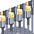 3.2A USB C Charger Cable,[4-Pack, 6.6+6.6+6.6+6.6FT] USB A to USB C Right Angle Gold-Plated Type C Charger Fast Charging Durable Braided Cord for iPhone 16 15 Samsung S10 S9 Note 10 S21 LG-Grey