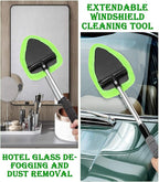 Car Windshield Cleaner Tool with Reusable Microfiber Pads Extendable Handle (1, Green)