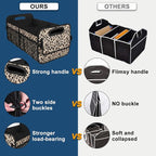 Trunk Organizer and Storage with Reinforced Handles,Car Accessories for Women/Men 50L Waterproof Polyester Trunk Organzier for Car/SUV/Minivan/Truck(Medium,Leopard print)