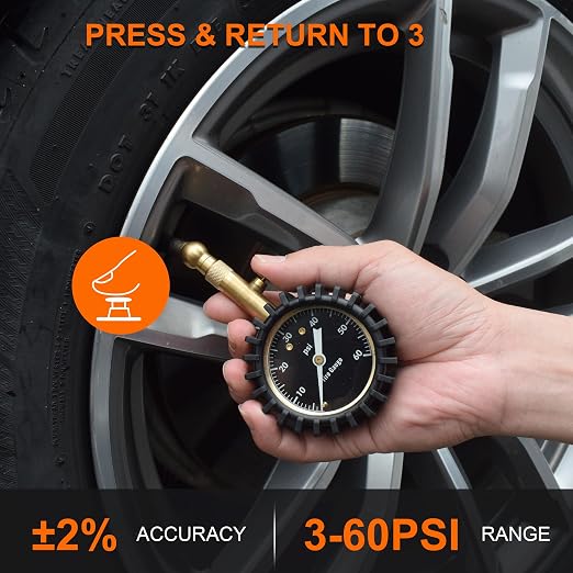 Tire Pressure Gauge,60 PSI Tire Gauges for Tire Pressure 2" Glowing Dial Air Pressure Gauge for Tires,Car Gifts Car Stuff for Men,Car Guys.
