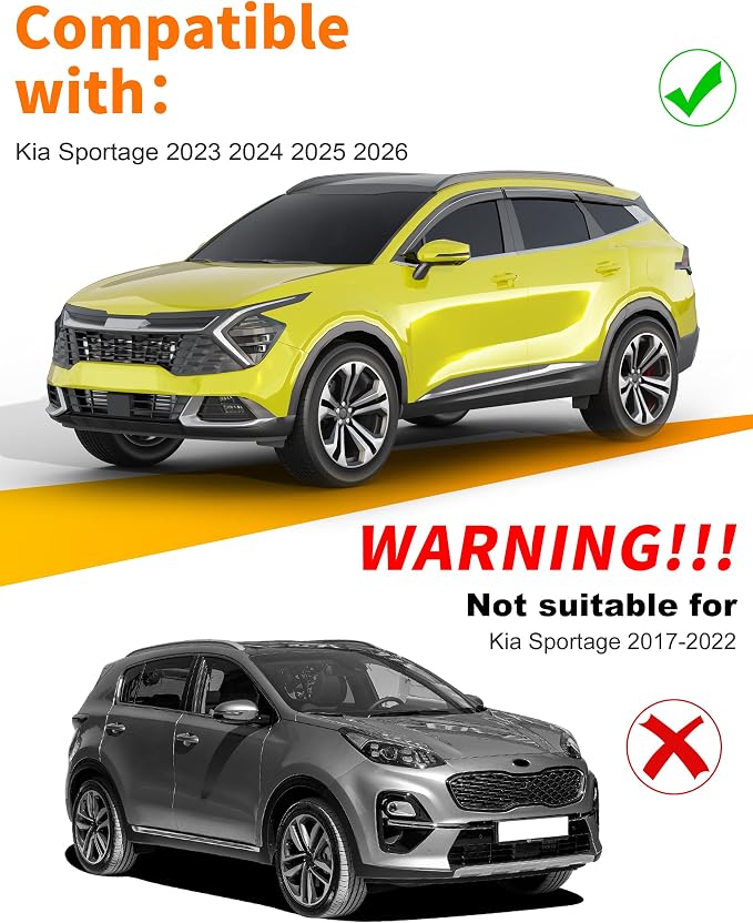 6-pcs Low-Profile Window Rain Guard for Kia Sportage 2023-2026 Rain Guards Side Window Visors Extra-Thick Vent Visor Window Deflectors Tape-on Vent Shades Car Accessories