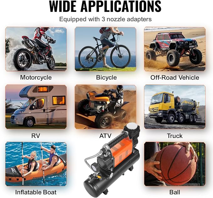 12V Heavy Duty Air Compressor with 6L Tank Kit, 6.35 CFM Portable Tire Inflator, 150PSI Offroad Air Compressor with Digital Pressure Gauge Tire Inflator for Trucks Car SUV 4 x 4 Vehicle RV