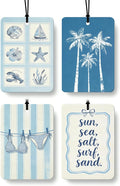 Blue Summer Beach Car Air Freshener 4 Pcs Coconut Scented, Coastal Bikini Palm Tree Car Accessories Mirror Decor for Women, Girly Beachy Hanging Air Freshener for Cars Closet Drawer Books