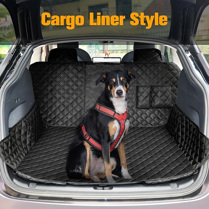 Dog Seat Covers for Tesla Model 3 & Y Back Seat with 2 Pack Door Protectors, 100% Waterproof Dog Hammock for Tesla with Mesh Window & Headrest Protection Prevents Scratches and Scuffs