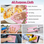 Pink Microfiber Cleaning Cloth -Pack of 12, Highly Absorbent Cleaning Rags, 16"X12" All Purpose Cleaning Towels for Housekeeping, Kitchen, Car, Lint Free and Reusable Microfiber Towels