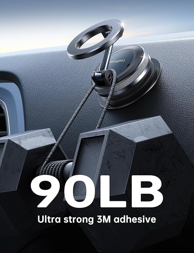 【Newest Vacuum Magnetic Phone Holder for Car Phone Holder Mount【Movable Vacuum Suction】 Magsafe Car Mount Cell Phone Holders for Your Car Accessories for Women Men for iPhone 17 16 -Black