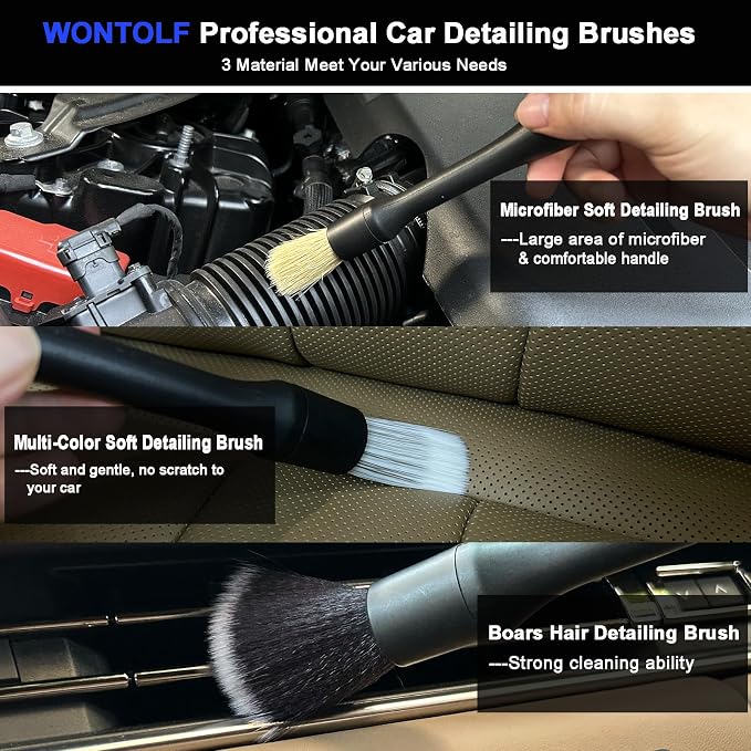 17pc Car Wash Kit, Car Cleaning Kit with Car Wash Brush Long Handle, Car Wash Soap, Interior Cleaner, Wheel Cleaner, Window Squeegee, Car Interior Detailing Kit for Cars Trucks RVs SUVs