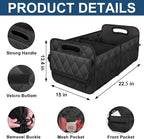 Car Trunk Organizer and Storage with Reinforced Handles, Waterproof Polyester Trunk Organizer for SUV, Minivan, Truck (Large, Black)