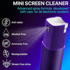 Mini Screen Cleaner Spray – Finger Proof Screen Cleaner for Smartphones, iPads, MacBooks, Laptops, Car Screens, Touchscreens – 3 in1 Mist Cleaner, Microfiber Cloth and Protective Cover (Blue)