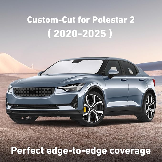 Windshield Sunshade Compatible for Polestar 2 2020-2023 2024 2025, Sun Visor for Front Windshield & Window Sun Shade Cover, UV Heat Blocker & Protector, Car Accessories