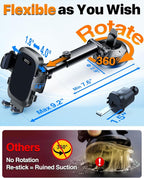 2026 Ultimate Best【True Military-Grade & Safety Cert】Car Phone Holder【Upgraded 360 Rotation & 100+LBS Strongest Suction】5-in-1 Truck Windshield Dashboard Vent Mount Stand for iPhone Android,Deep Black