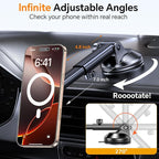 for MagSafe Car Mount【Windshield+Vent+Dash】Magnetic Phone Holder for Car Phone Holder Mount Cell Phone Holders for Your Car Accessories Suction Phone Mount for Car Truck Stand for iPhone 17 16