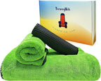 Complete Drying Towel Set, 3-Pack Microfiber Towels (28"x36" & 16"x16" Drying & Waffle Weave), 1400 GSM Ultra Absorbent, Streak-Free Car Detailing Towels for Bulk Water, Final Polish & Glass