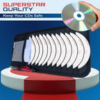 CD Case Holder for Car - Sun Visor Organizer for 12 CD’s/Dvd’s, 1 Mesh Pocket & 1 Horizontal Pen Holder - Safe, Ergonomic Design (Black)