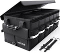 Car Trunk Organizer - Foldable Trunk Organizer for SUV, Car Storage with Reflective Strips & Securing Cover, Large Capacity Car Accessories for Truck, Van & Sedan, Black, 33.1" x 12.6" x 11.0"