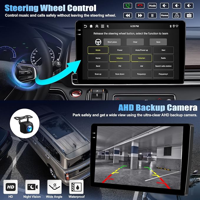 【4+64G】Android 15 Car Stereo for Honda Civic 2001-2005 with Wireless Carplay Android Auto, 9" 1280 * 720P IPS Touchscreen Bluetooth-5.0 Car Radio Support GPS WiFi FM/RDS 32-EQ DSP AHD Rear Camera SWC