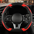 Black Red Microfiber Leather D Shaped Steering Wheel Cover | Breathable Anti Slip Grip Cool Sporty Look Glow for Women Men