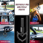 Bling Car Accessories Bling Heart Handle Ring Car Accessory for Women Heart Hand Strap Drift Charm Rear Bumper Warning Ring Decor for auto Bus Interior Exterior Decoration (Black,Devil Style)